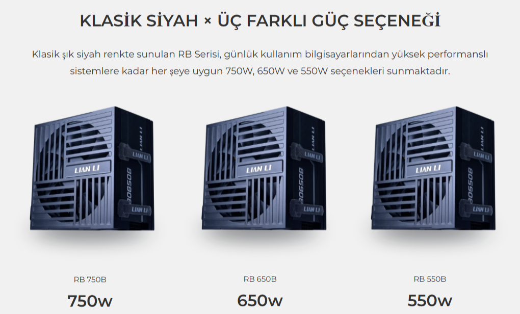 Lian Li RB Series Siyah 550W 80+ Bronze ATX POWER SUPPLY (G9P.RB0550B.B000.EU)