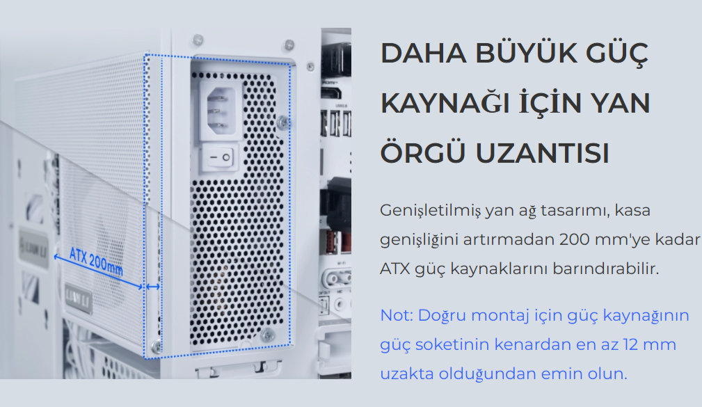 Lian Li O11 Beyaz Mid Tower ATX Kasa
