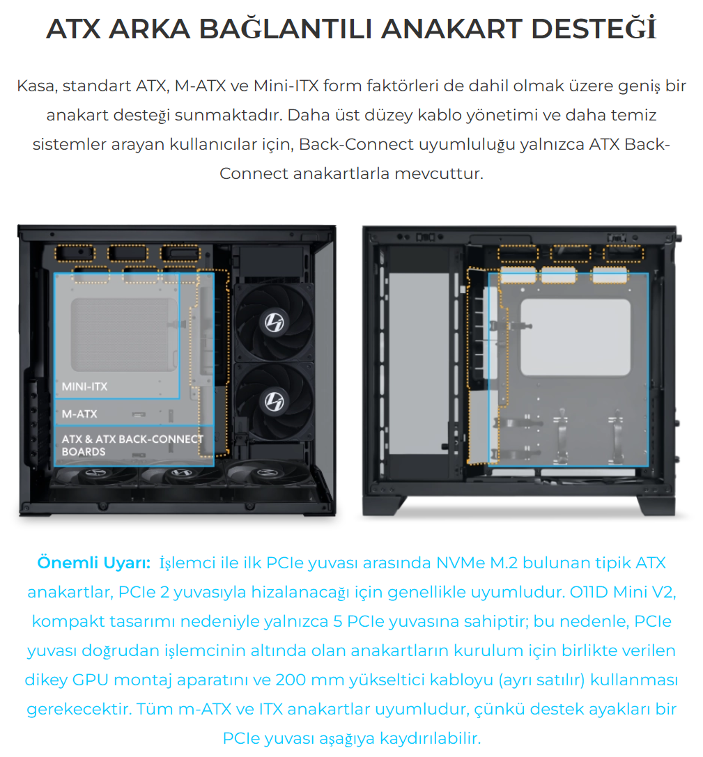 Lian Li O11 Beyaz Mid Tower ATX Kasa