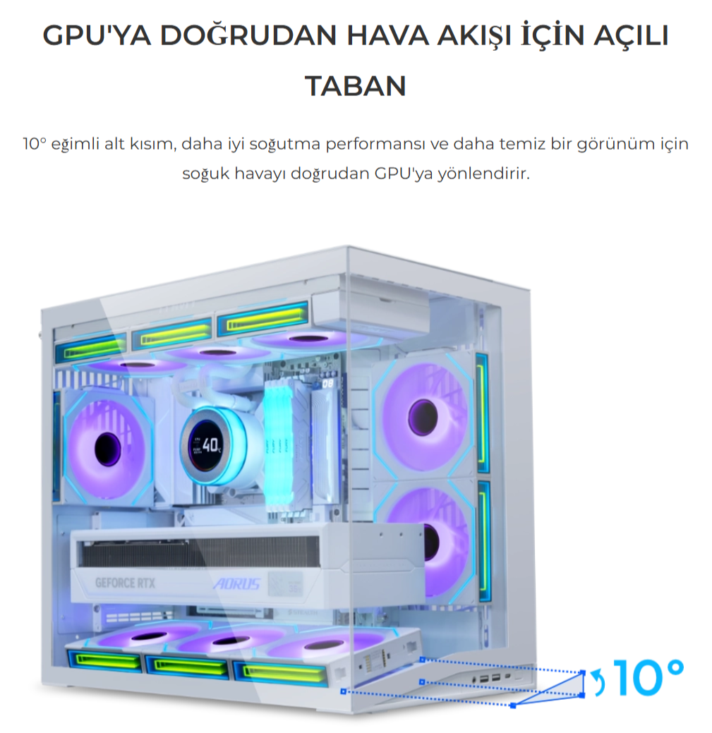 Lian Li O11 Beyaz Mid Tower ATX Kasa
