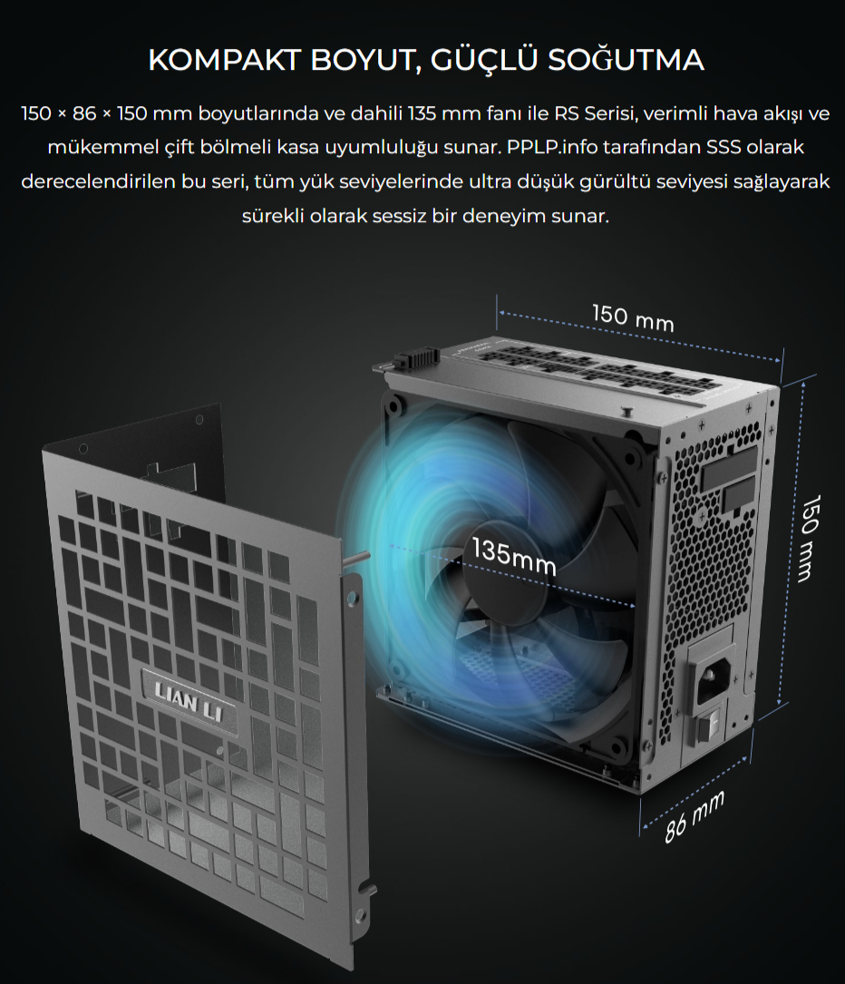 Lian Li RS1200G Beyaz 1200W 80+ Gold ATX Power Supply (G9P.RS1200G.WH00.EU)