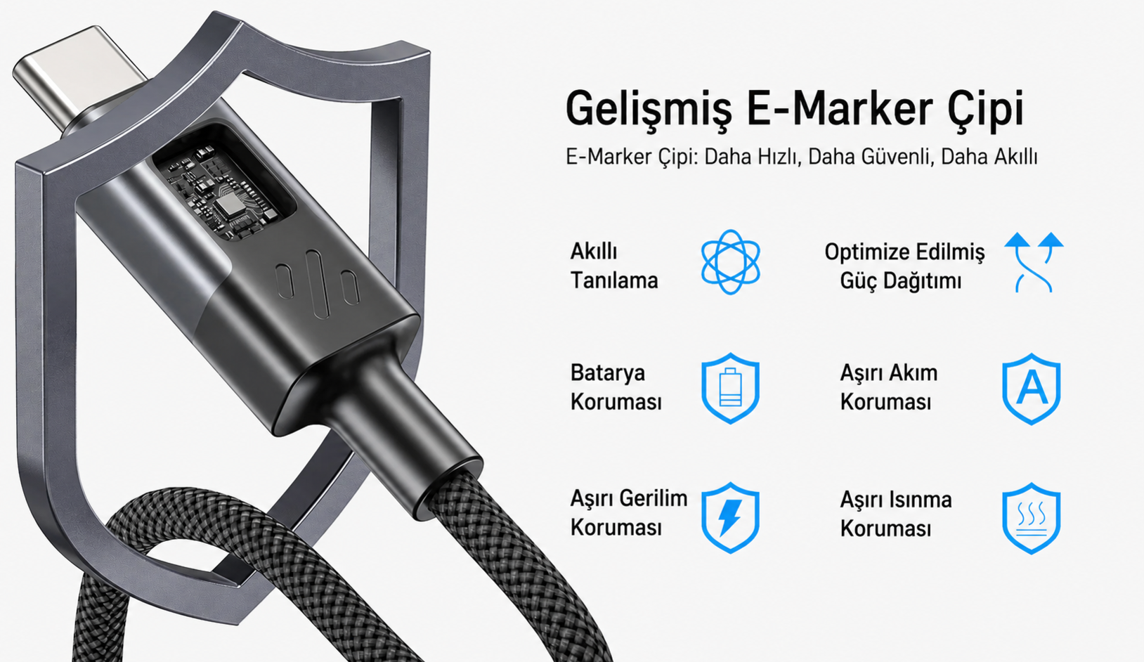Unitek USB2.0 LED Ekranlı 60W USB-C Şarj Kablosu