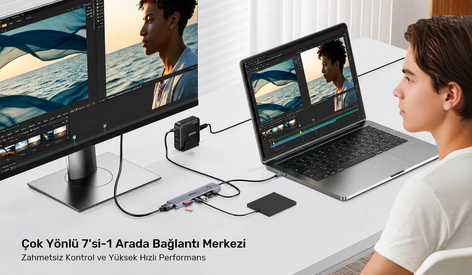 Unitek uHUB S7 Pro 7`si 1 arada 5 Gbps USB-C Hub