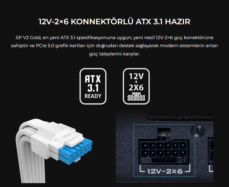 Lian Li SP750 V2 Beyaz 750W 80+ Gold ATX POWER SUPPLY (G9P.SP0750G.WO00.EU)