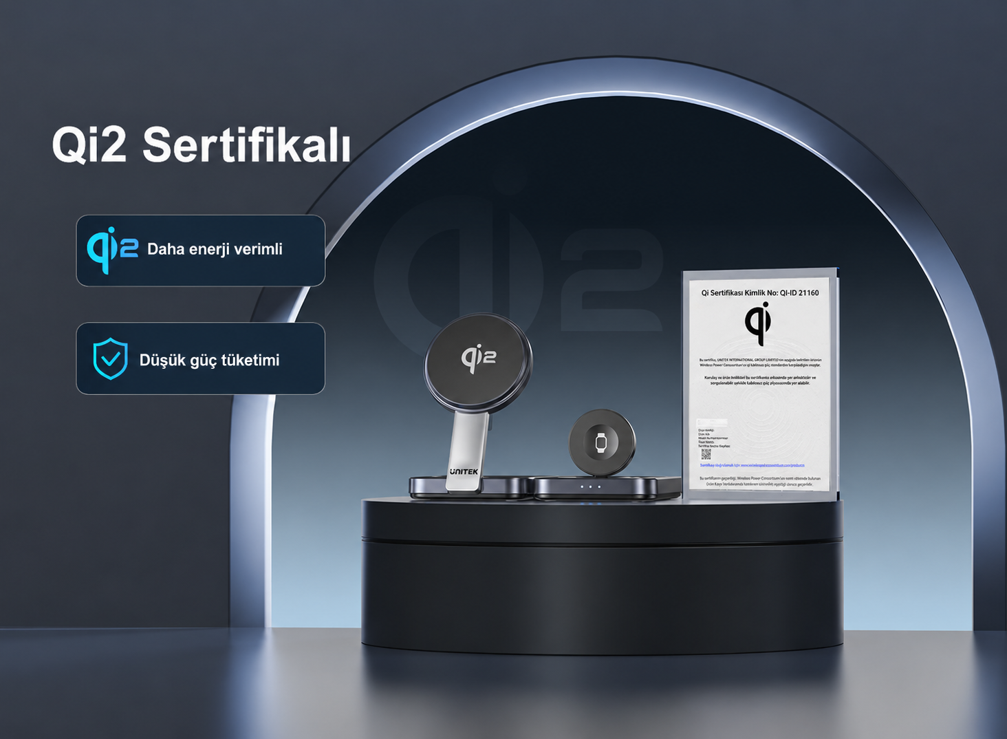 Unitek Qi2 Katlanabilir 3`ü 1 Arada Şarj İstasyonu