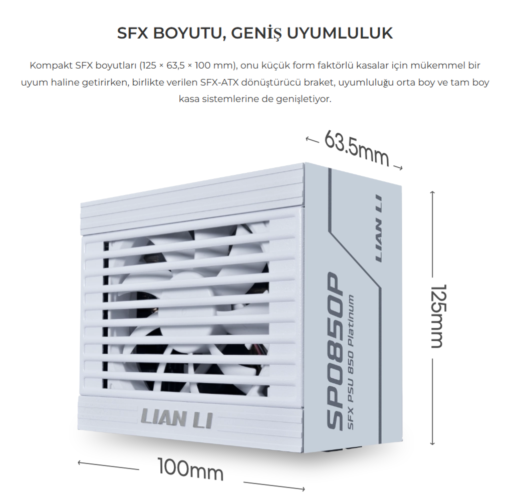 Lian Li SP1000P Siyah 1000W 80+ Platinium ATX POWER SUPPLY (G9P.SP1000P.B000.EU)