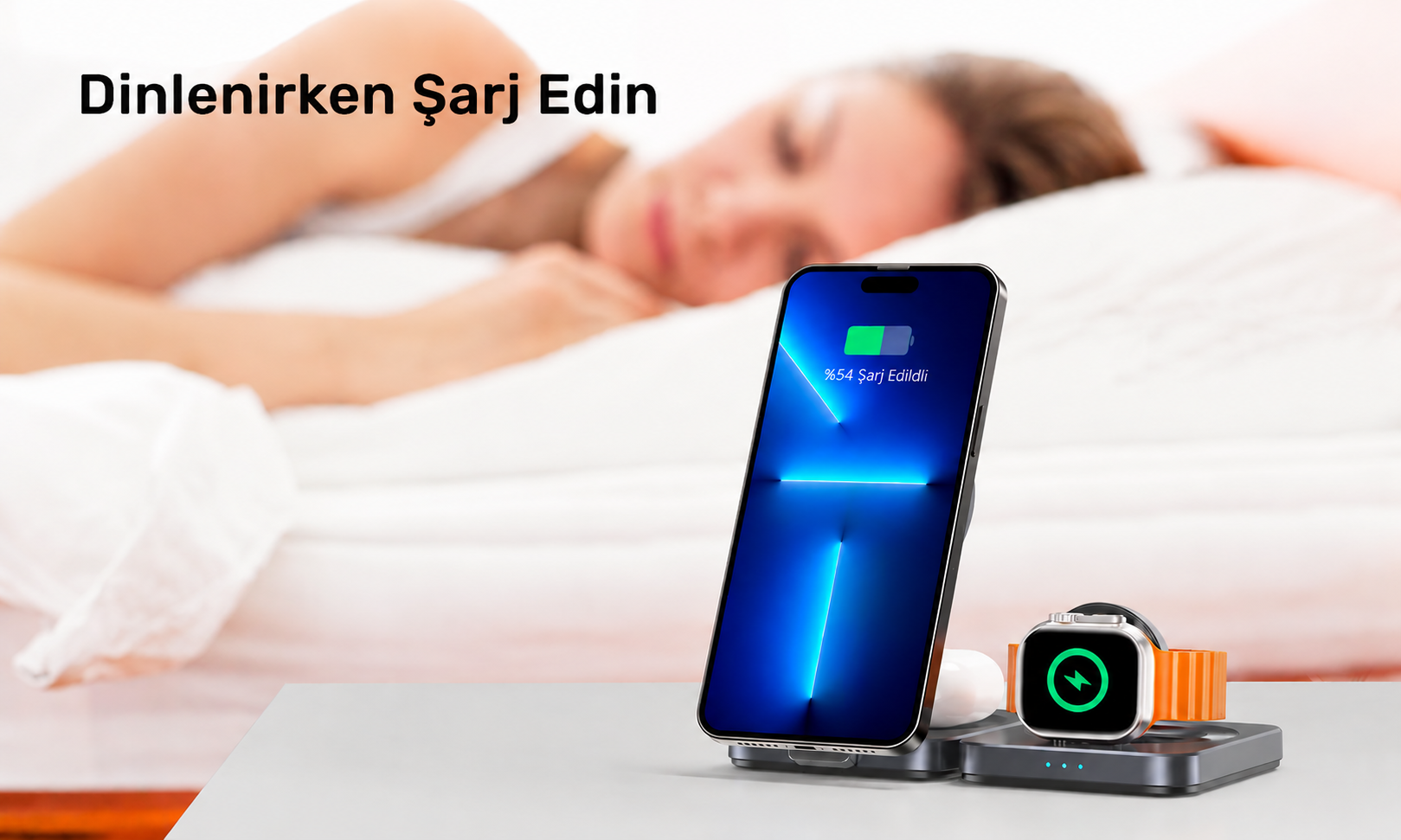 Unitek Qi2 Katlanabilir 3`ü 1 Arada Şarj İstasyonu