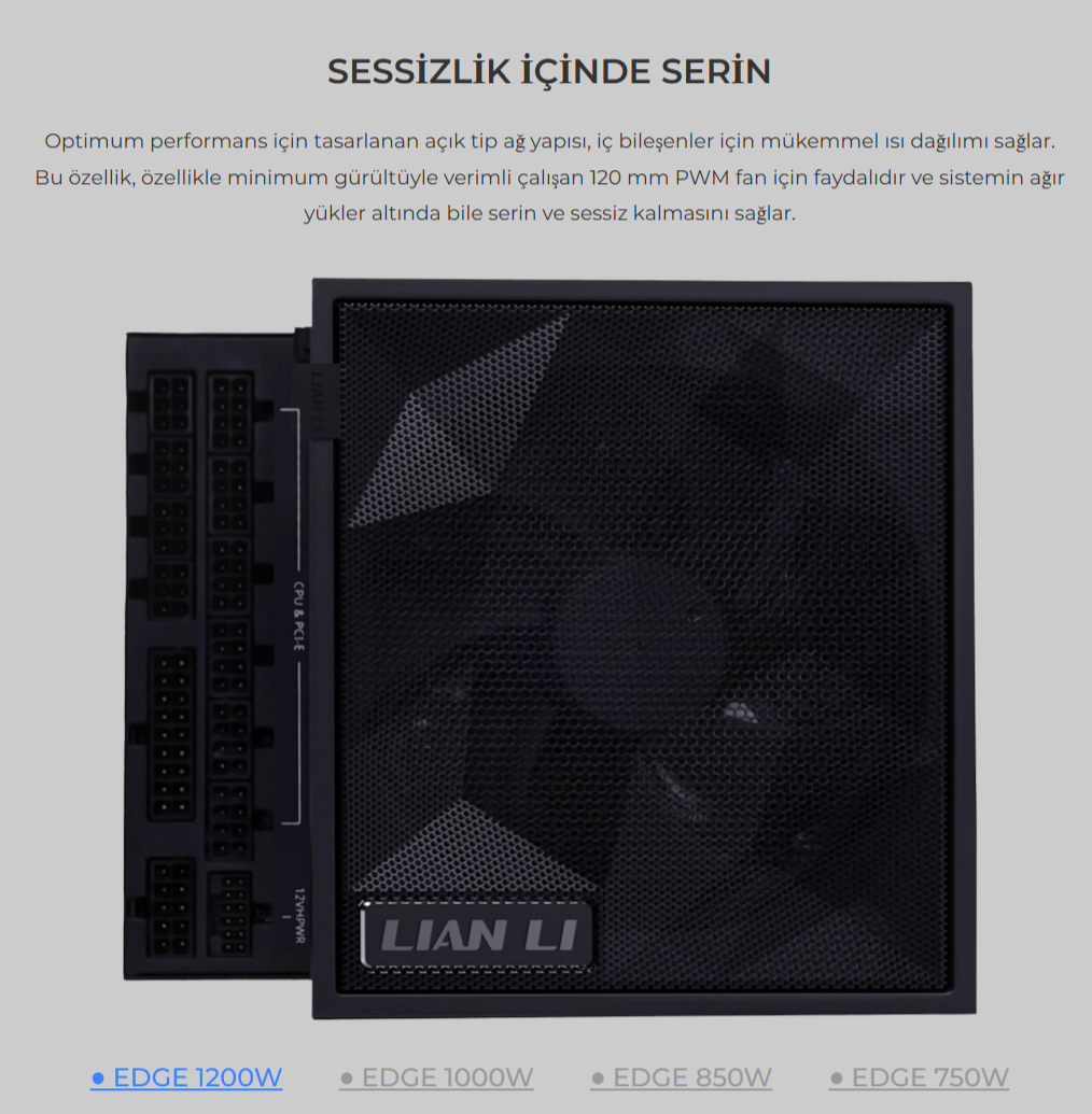Lian Li Edge1200 Siyah 1200W 80+ Gold ATX Power Supply (G9P.EG1200G.BH00.EU)