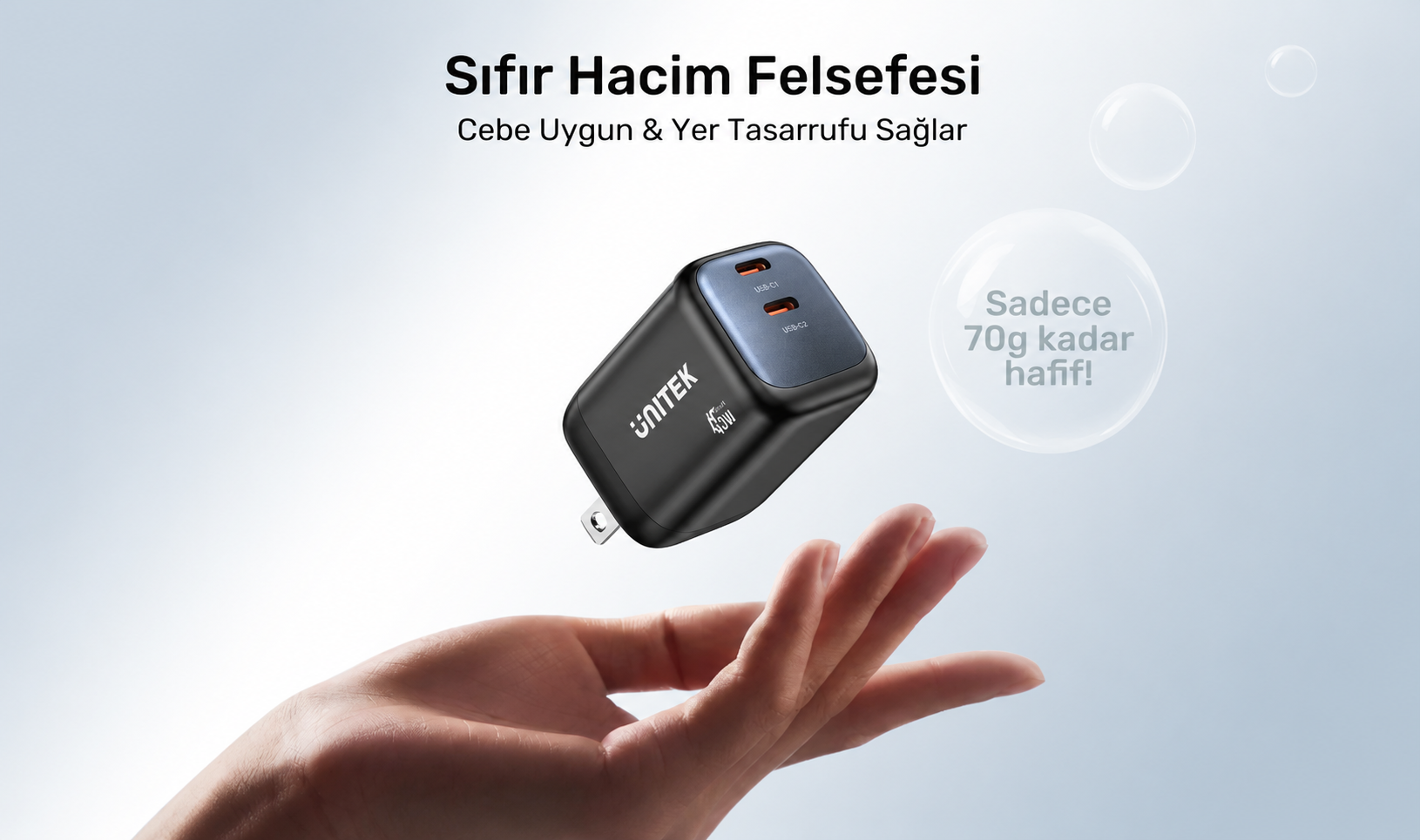 Unitek Zeno 45W GaN Şarj Cihazı