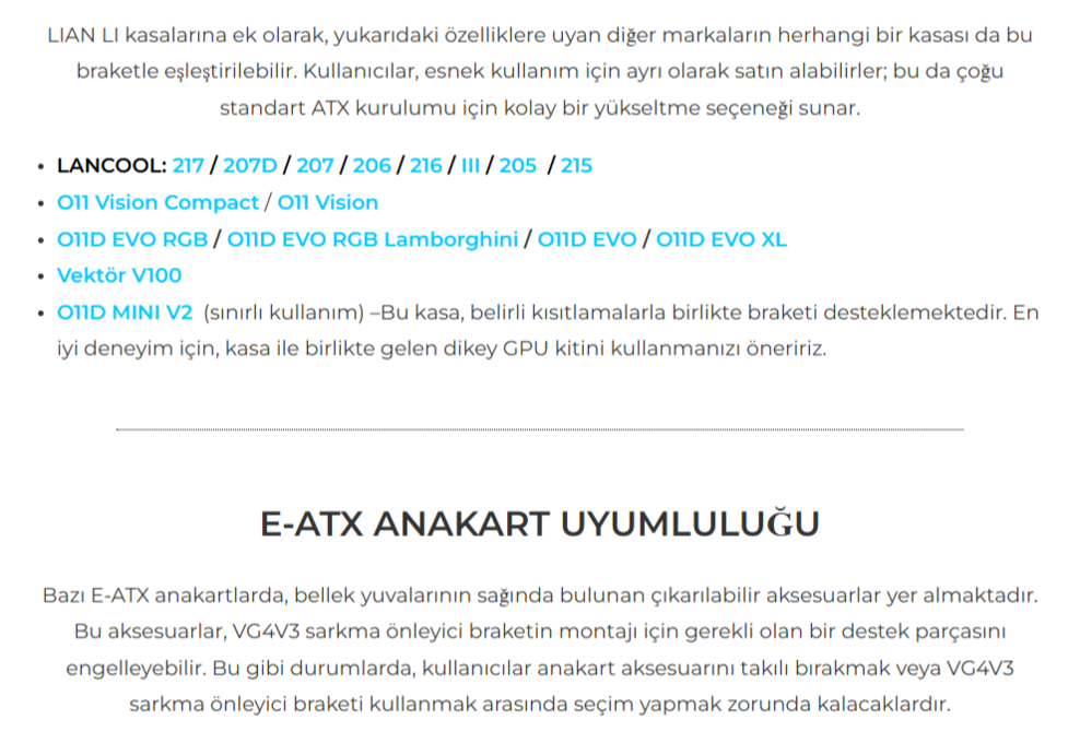 Lian Li Evrensel Dikey Siyah GPU Kiti (G89.VG4-5-V4X.00)