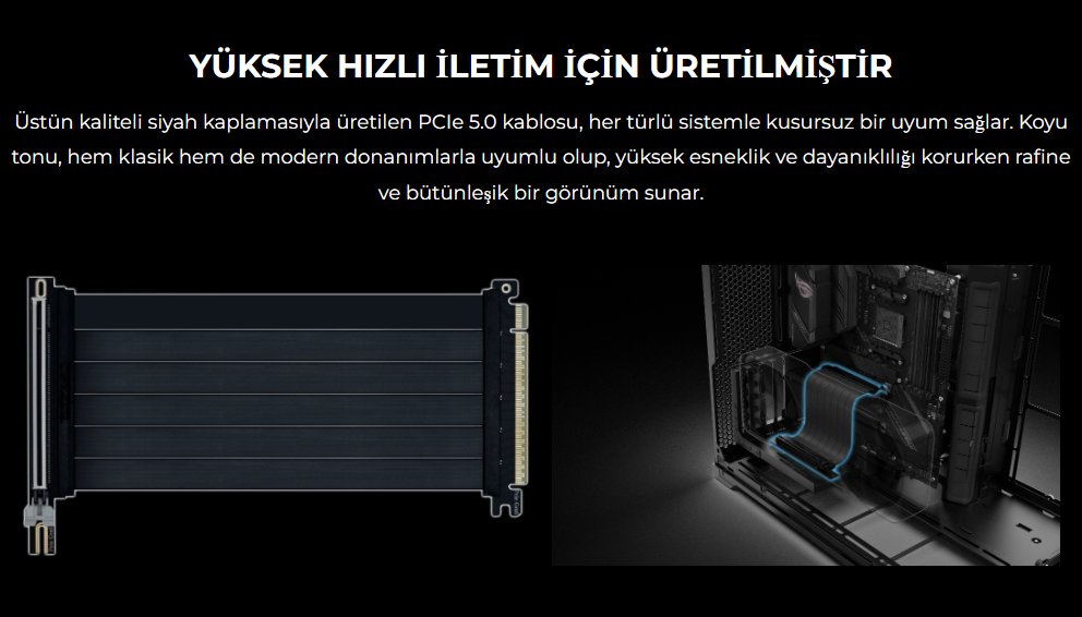 Lian Li PCIe 5.0 Riser Kablo Siyah 200mm