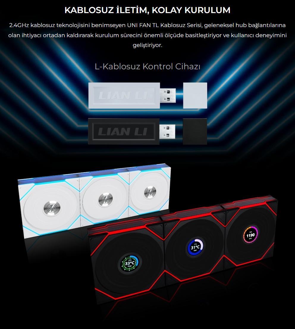 Lian Li UNI FAN TL WIRELESS 1x140m Siyah Kasa Fanı (G99.14TL1W1B.00)