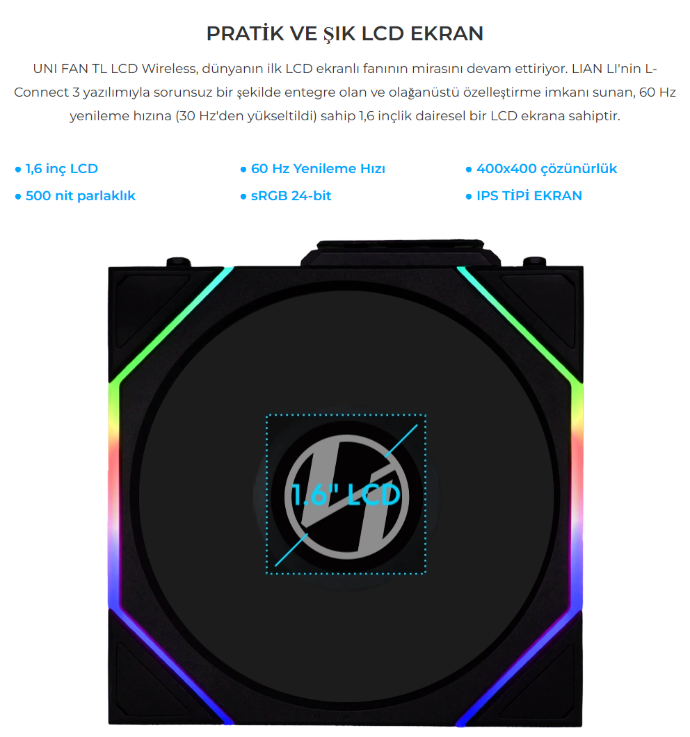 Lian Li UNI FAN TL WIRELESS 1x140m Siyah Kasa Fanı (G99.14TL1W1B.00)