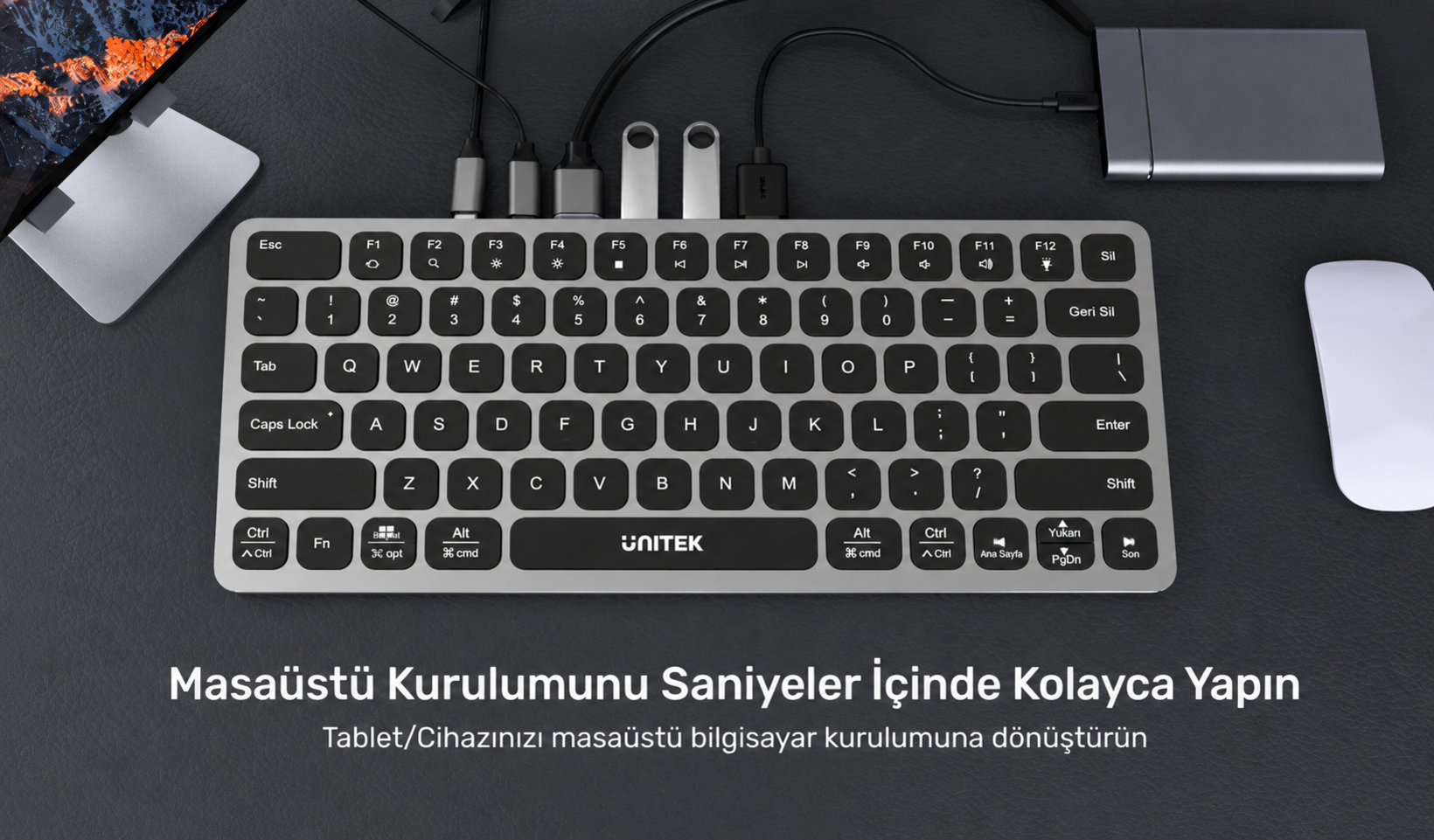 Unitek 9 Giriş USB-C Hub Klavye