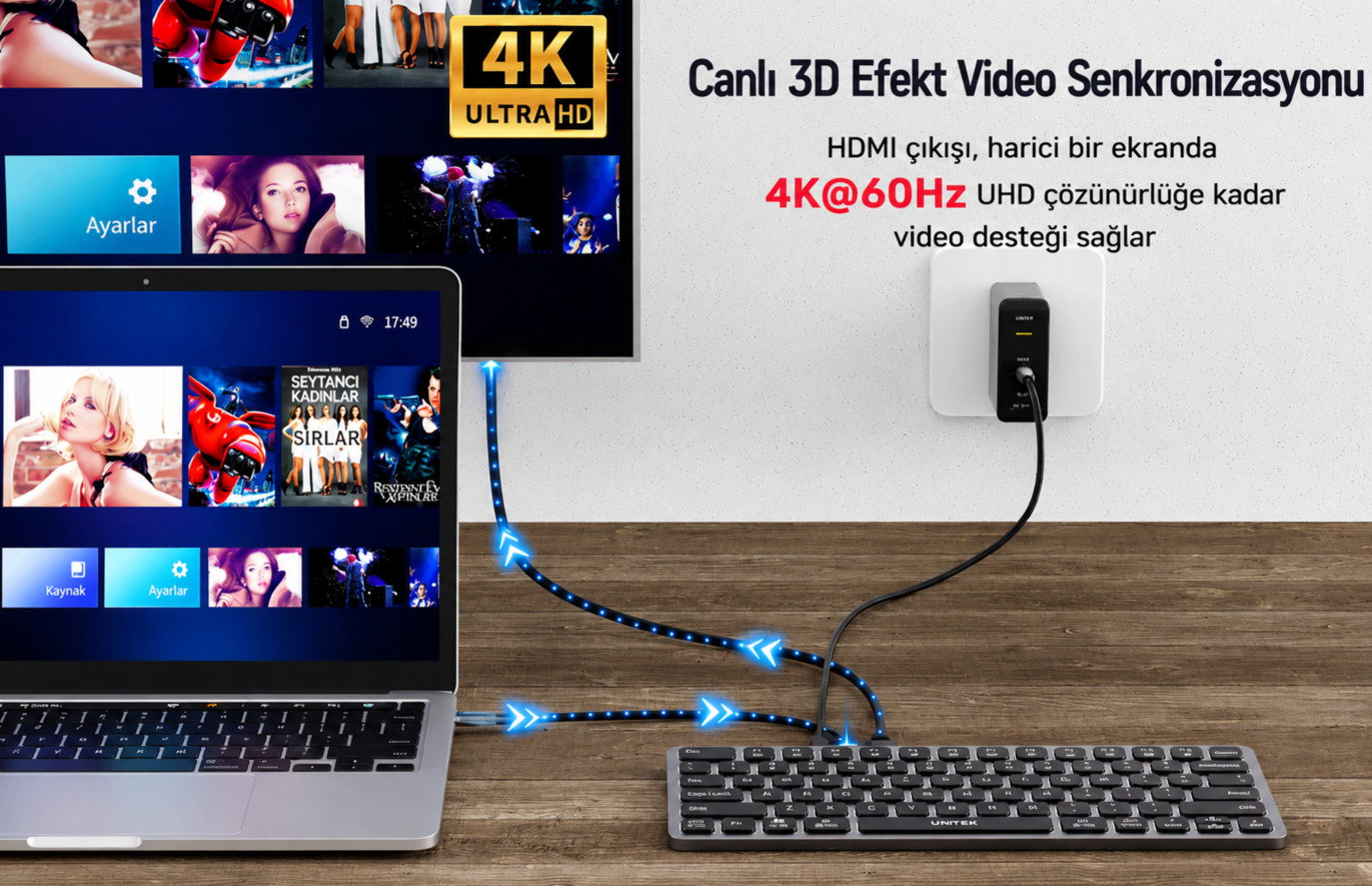 Unitek 9 Giriş USB-C Hub Klavye