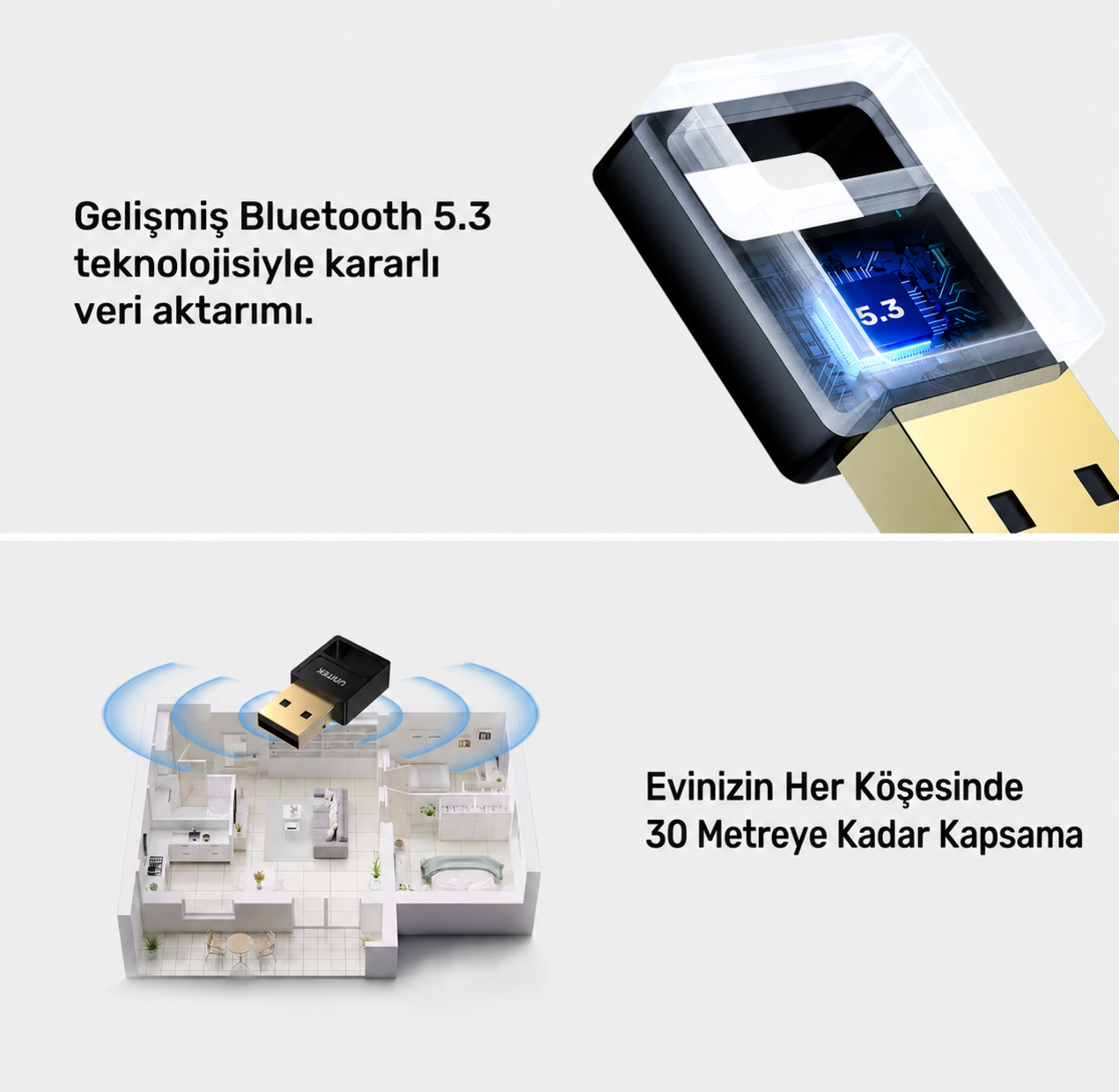 Unitek Usb Bluetooth v5.3 Kablosuz Adaptör B105B