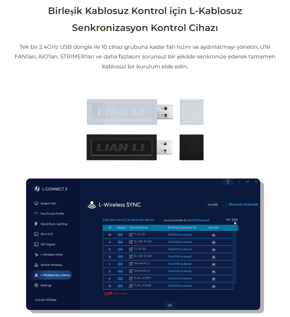 LIAN LI UNI FAN CL Wireless 3x120 Beyaz Kasa Fanı