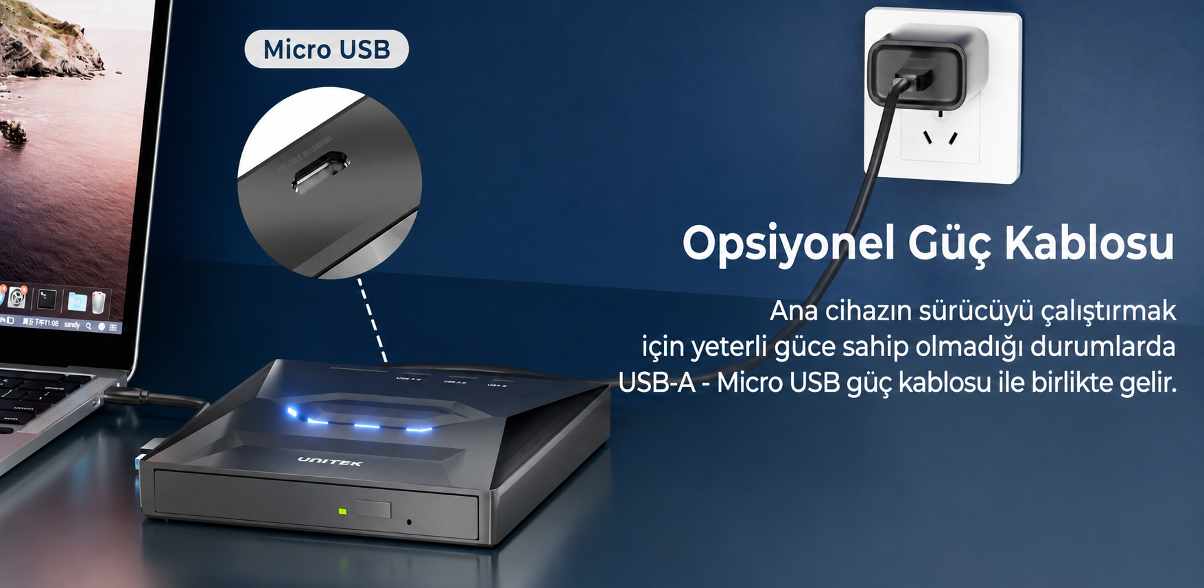 Unitek Harici DVD-RW TYPE-C/A+ 5in1 Docking Station T1037A01