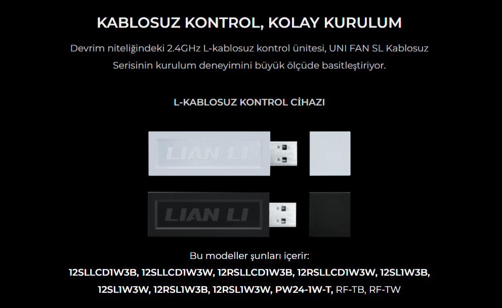 Lian Li UNI FAN REVERSE SL WIRELESS LCD 1x120mm Siyah Kasa Fanı (G99.12RSLLCD1W1B.00)