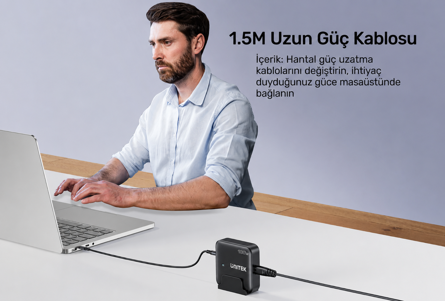 Unitek 100W Masaüstü GAN Şarj İstasyonu Beyaz