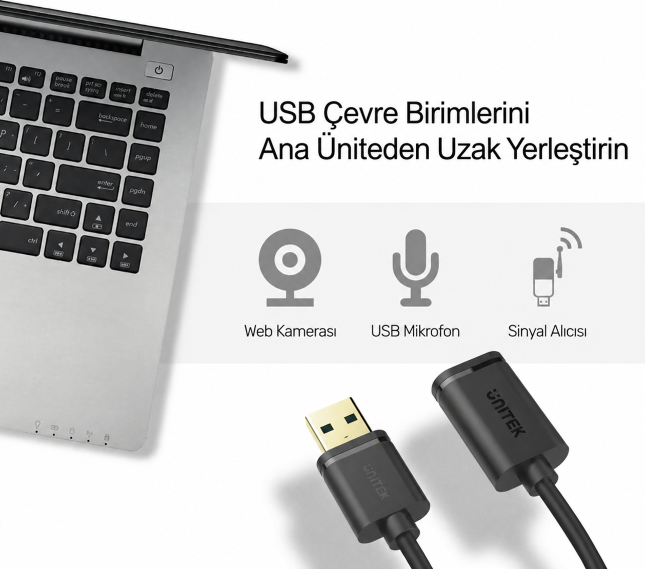 Unitek USB 2.0 Uzatma Kablosu 1.5Mt (M)USB 2.0 to (F)USB 2.0 Y-C449GBK