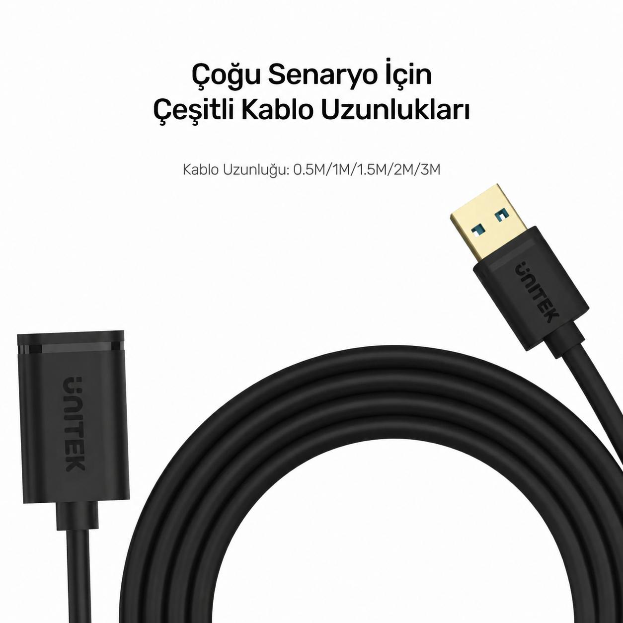 Unitek USB 2.0 Uzatma Kablosu 1.5Mt (M)USB 2.0 to (F)USB 2.0 Y-C449GBK