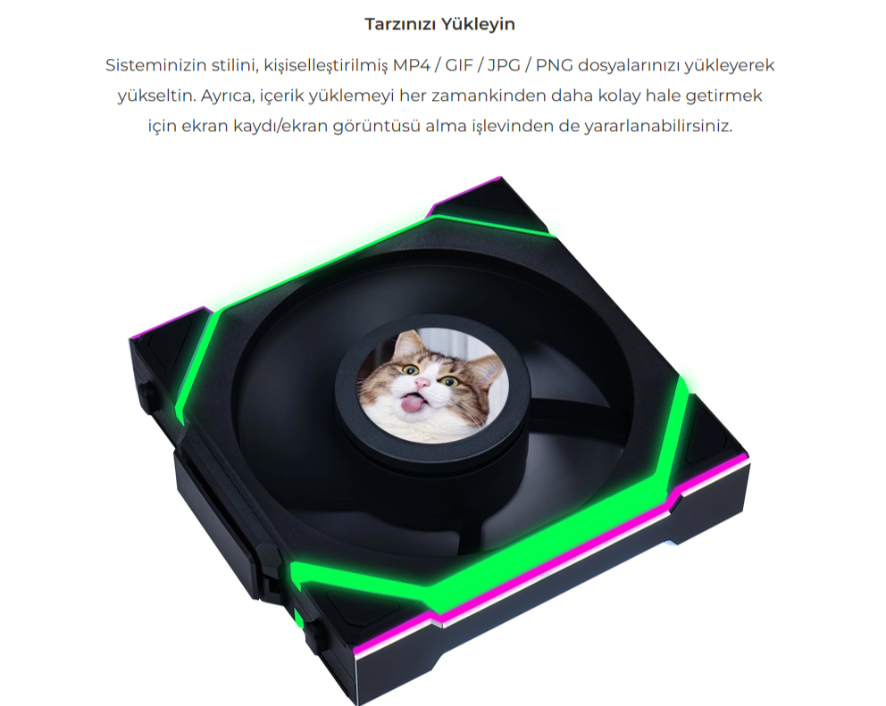 Lian Li UNI FAN REVERSE SL WIRELESS LCD 1x120mm Siyah Kasa Fanı (G99.12RSLLCD1W1B.00)