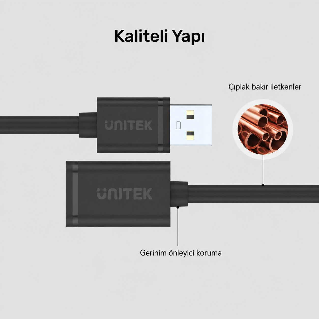 Unitek USB 2.0 Uzatma Kablosu 1.5Mt (M)USB 2.0 to (F)USB 2.0 Y-C449GBK