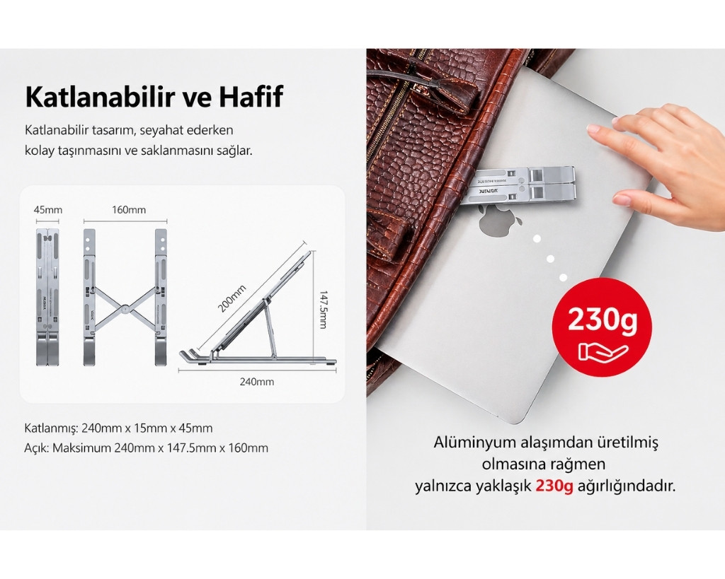 Unitek Mekanik Katlanabilir Dizüstü Bilgisayar Standı