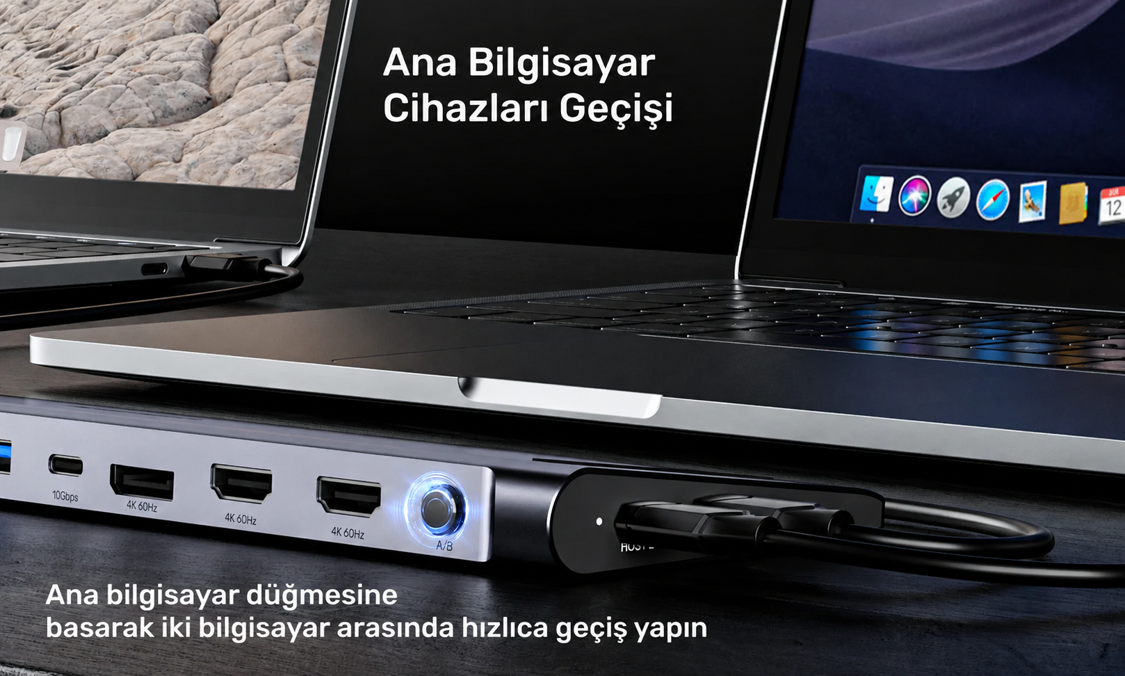 Unitek uHUB15+ USB-C Üçlü 4K KVM Bağlantı İstasyonu