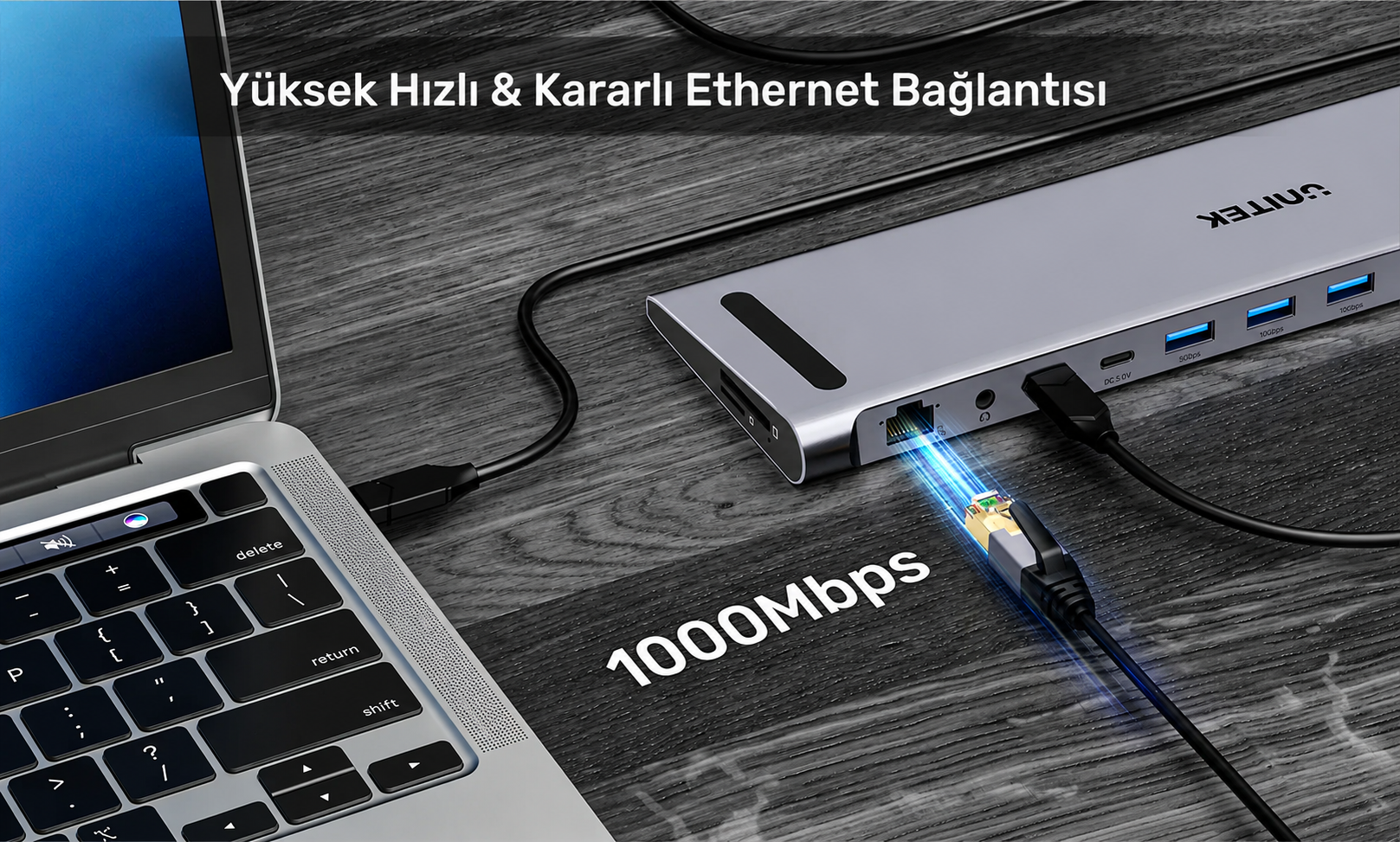Unitek uHUB15+ USB-C Üçlü 4K KVM Bağlantı İstasyonu