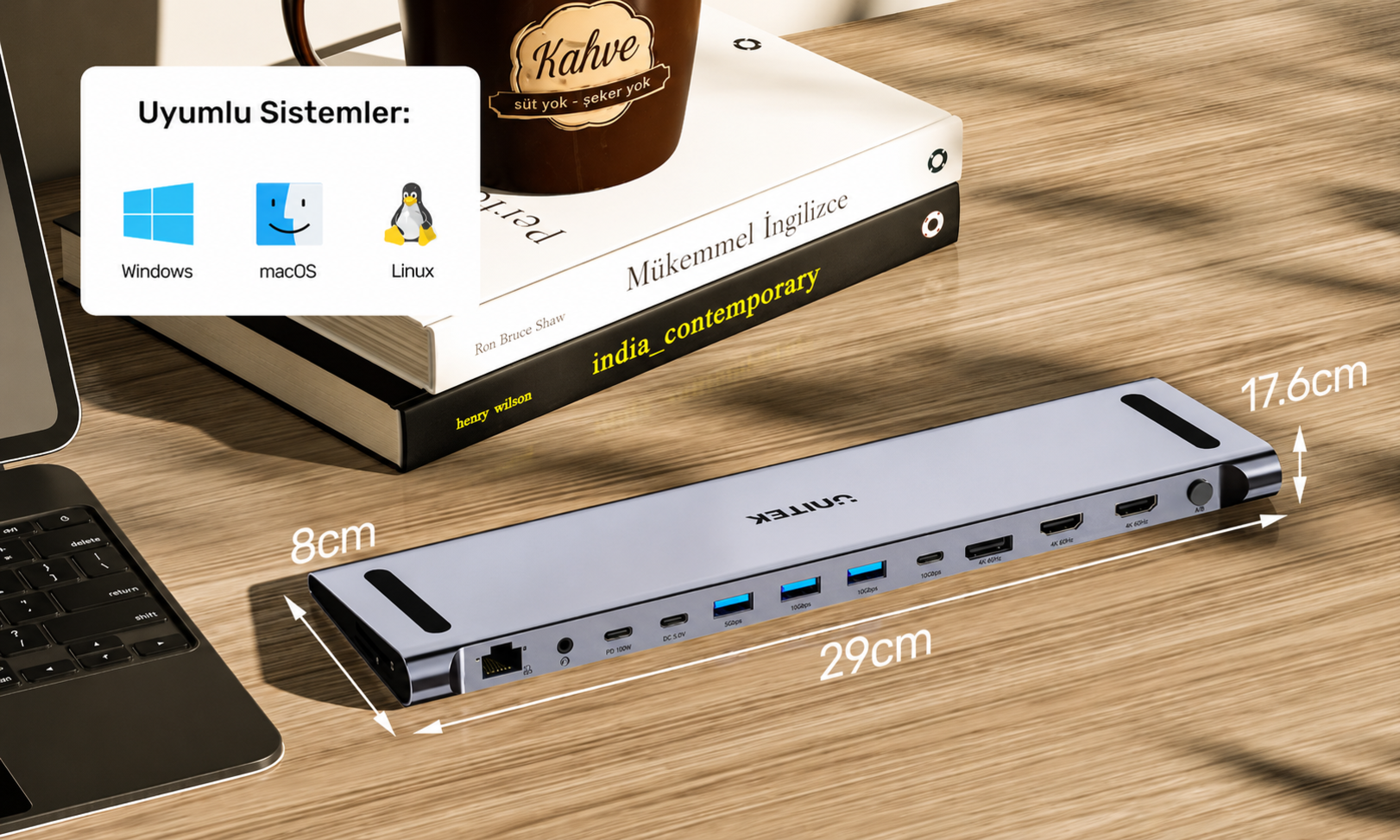 Unitek uHUB15+ USB-C Üçlü 4K KVM Bağlantı İstasyonu