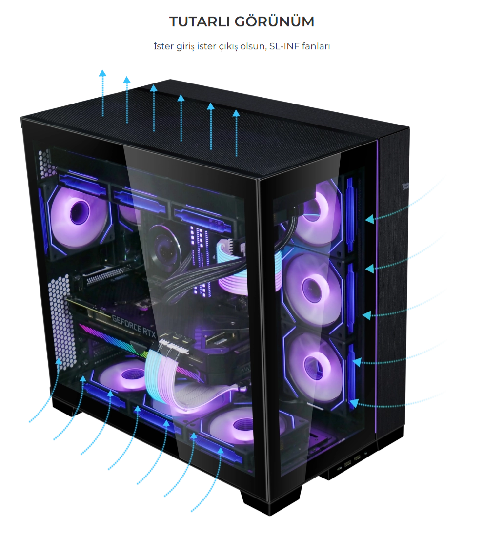 LIAN LI UNI FAN SL-INFINITY REVERSE 120mm RGB Siyah Kasa Fanı