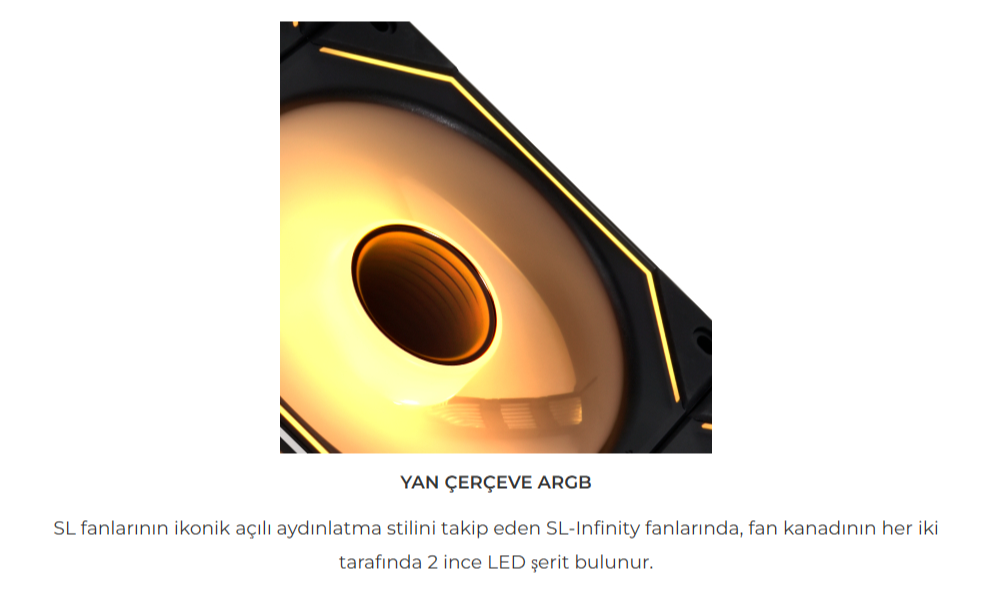LIAN LI UNI FAN SL-INFINITY REVERSE 120mm RGB Siyah Kasa Fanı