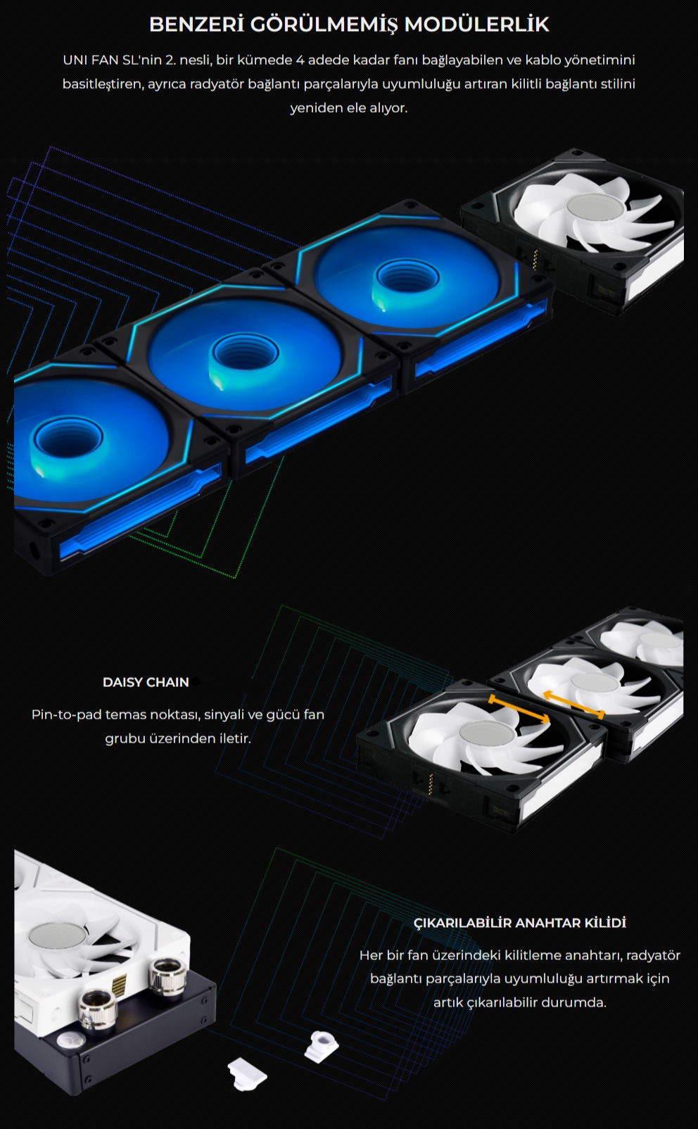 LIAN LI UNI FAN SL-INFINITY REVERSE 120mm RGB Siyah Kasa Fanı