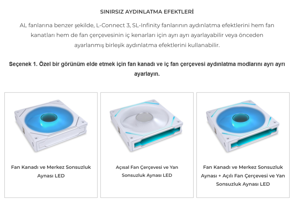 LIAN LI UNI FAN SL-INFINITY REVERSE 120mm RGB Siyah Kasa Fanı