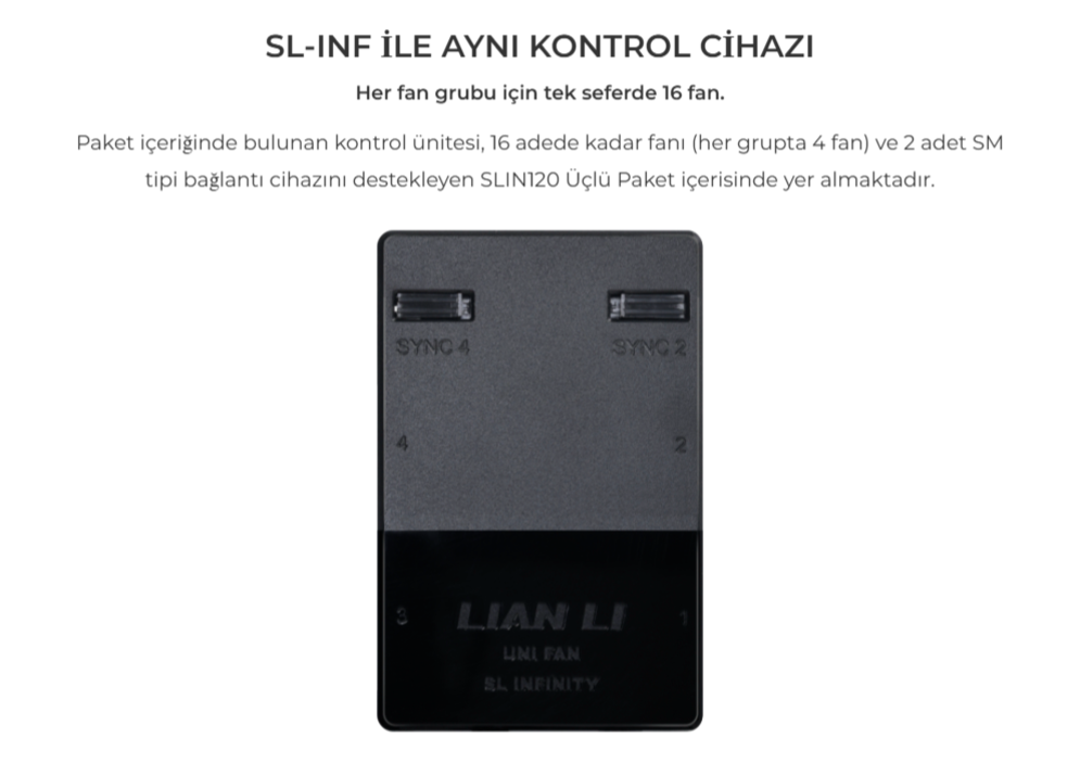 LIAN LI UNI FAN SL-INFINITY REVERSE 120mm RGB Siyah Kasa Fanı