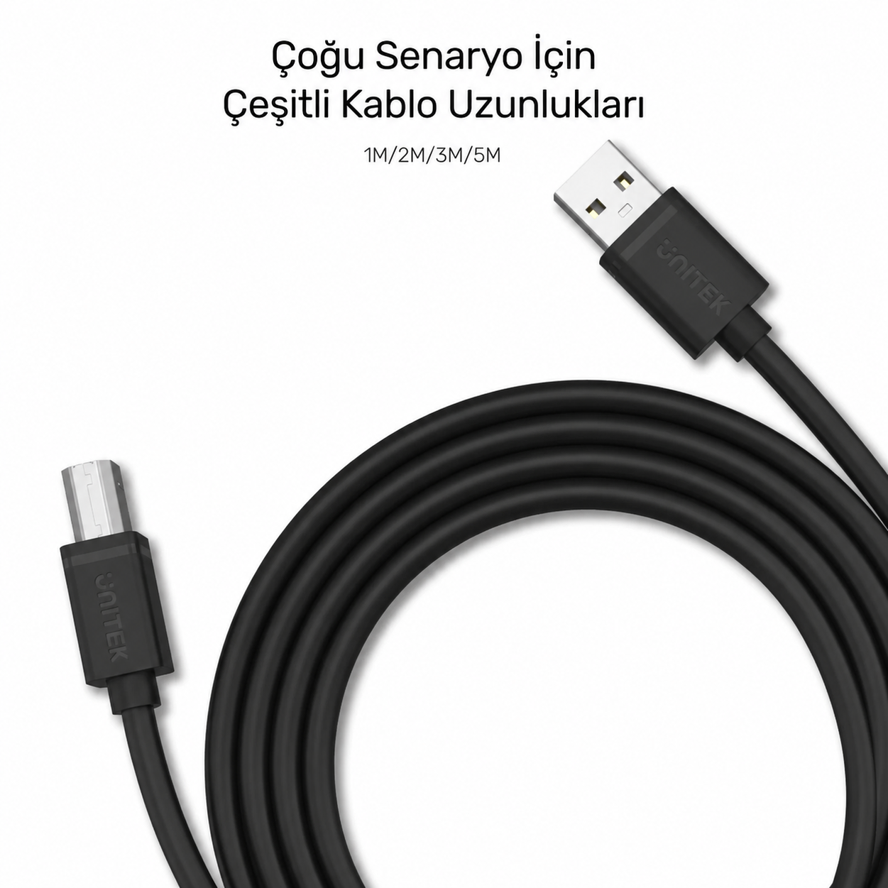 Unitek USB 2.0 to USB B 2Mt Yazıcı Kablosu Y-C4001GBK
