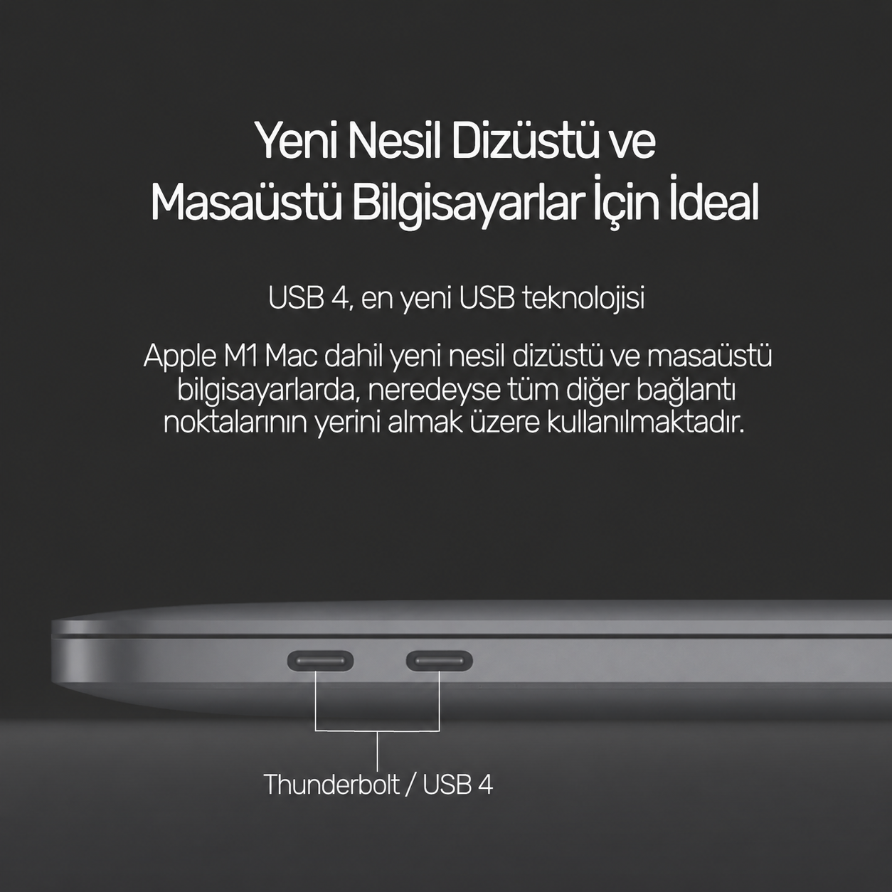 Unitek Type-C to Type-C USB4 Thunderbolt 0.8Mt (8K60Hz ve 40Gbps Görüntü Aktarımı) Hızlı Şarj Kablosu C14100BK-0.8M