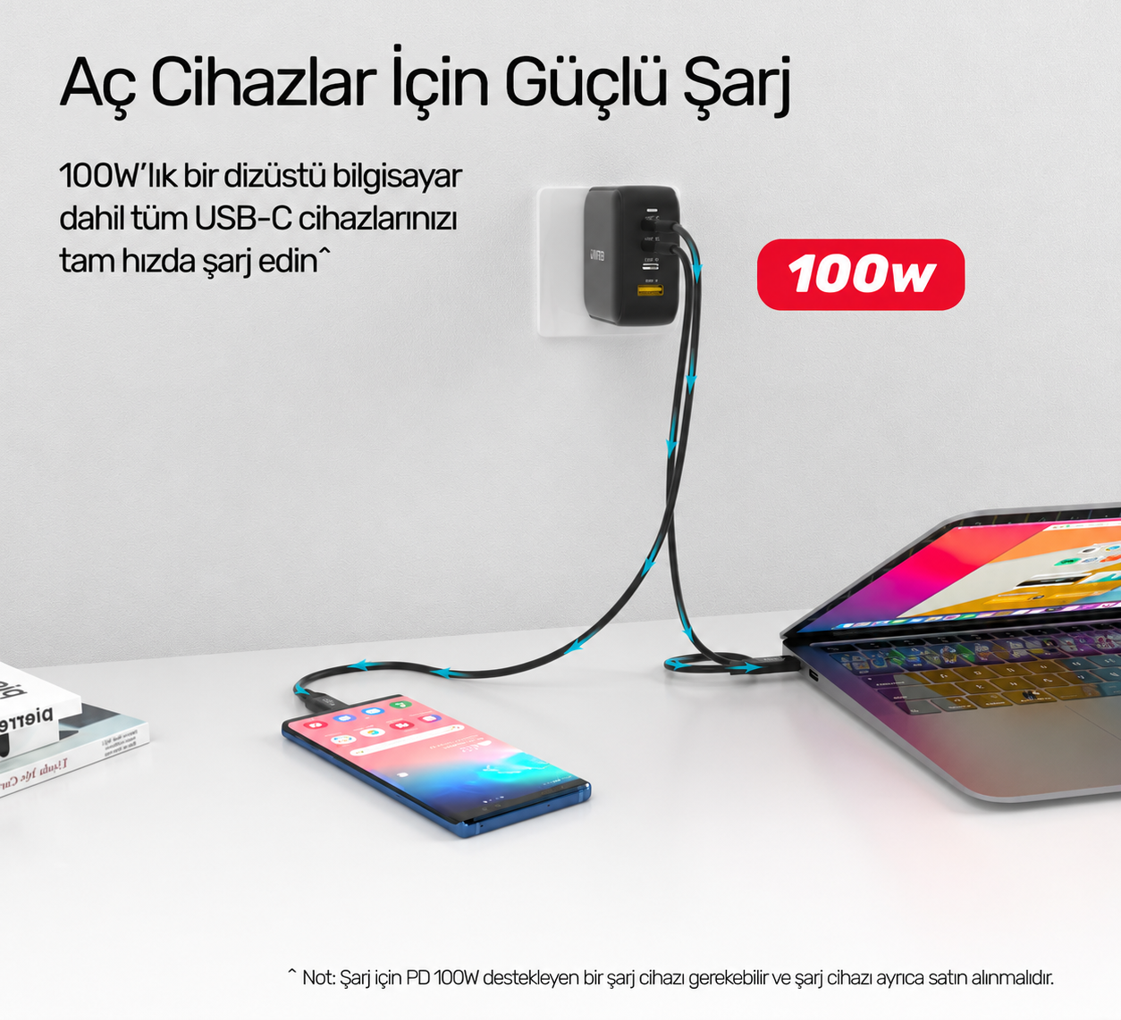 Unitek Type-C to Type-C USB4 Thunderbolt 0.8Mt (8K60Hz ve 40Gbps Görüntü Aktarımı) Hızlı Şarj Kablosu C14100BK-0.8M