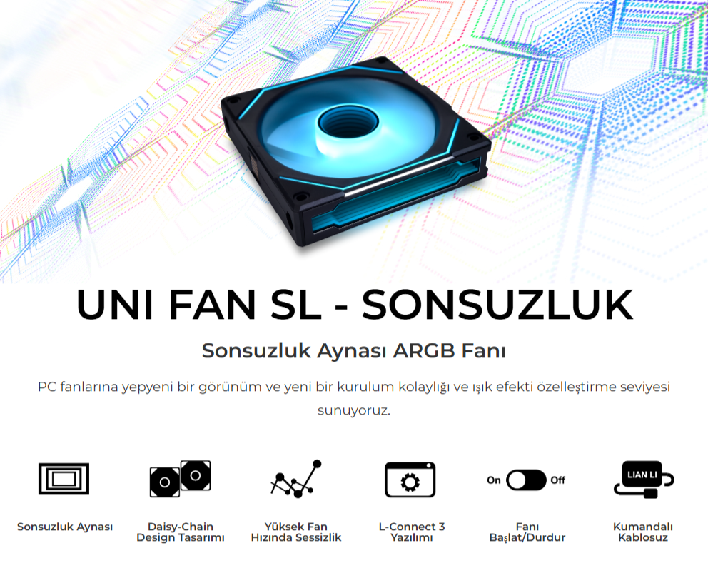 Lian Li UNI Fan SL Infinity 140 White 1x140mm RGB Kasa Fanı