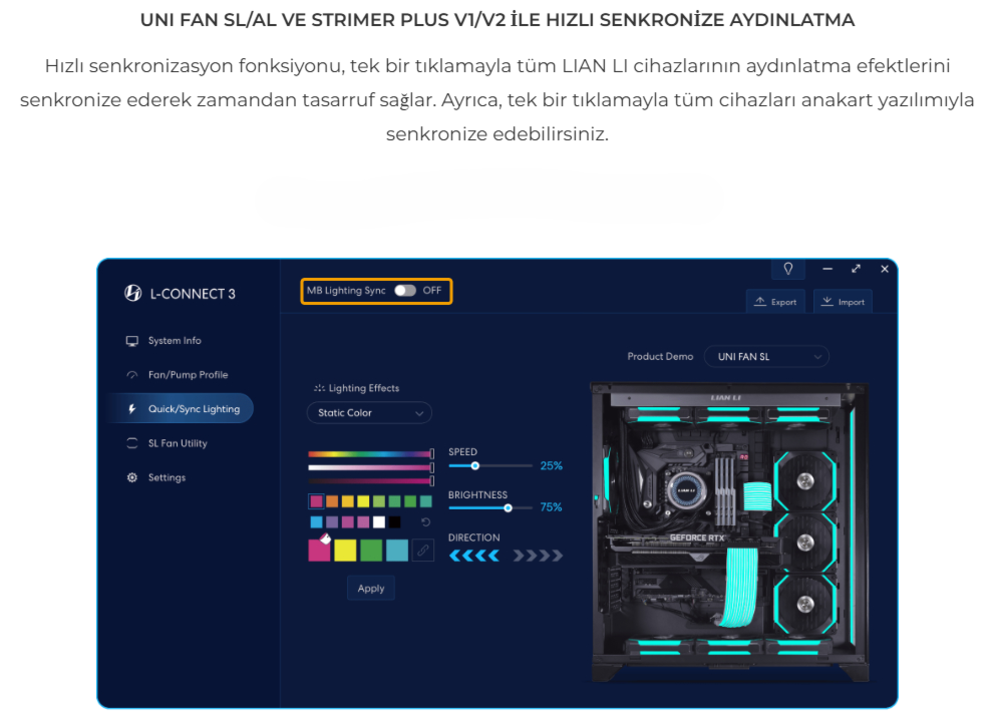 Lian Li UNI Fan SL Infinity 140 White 1x140mm RGB Kasa Fanı