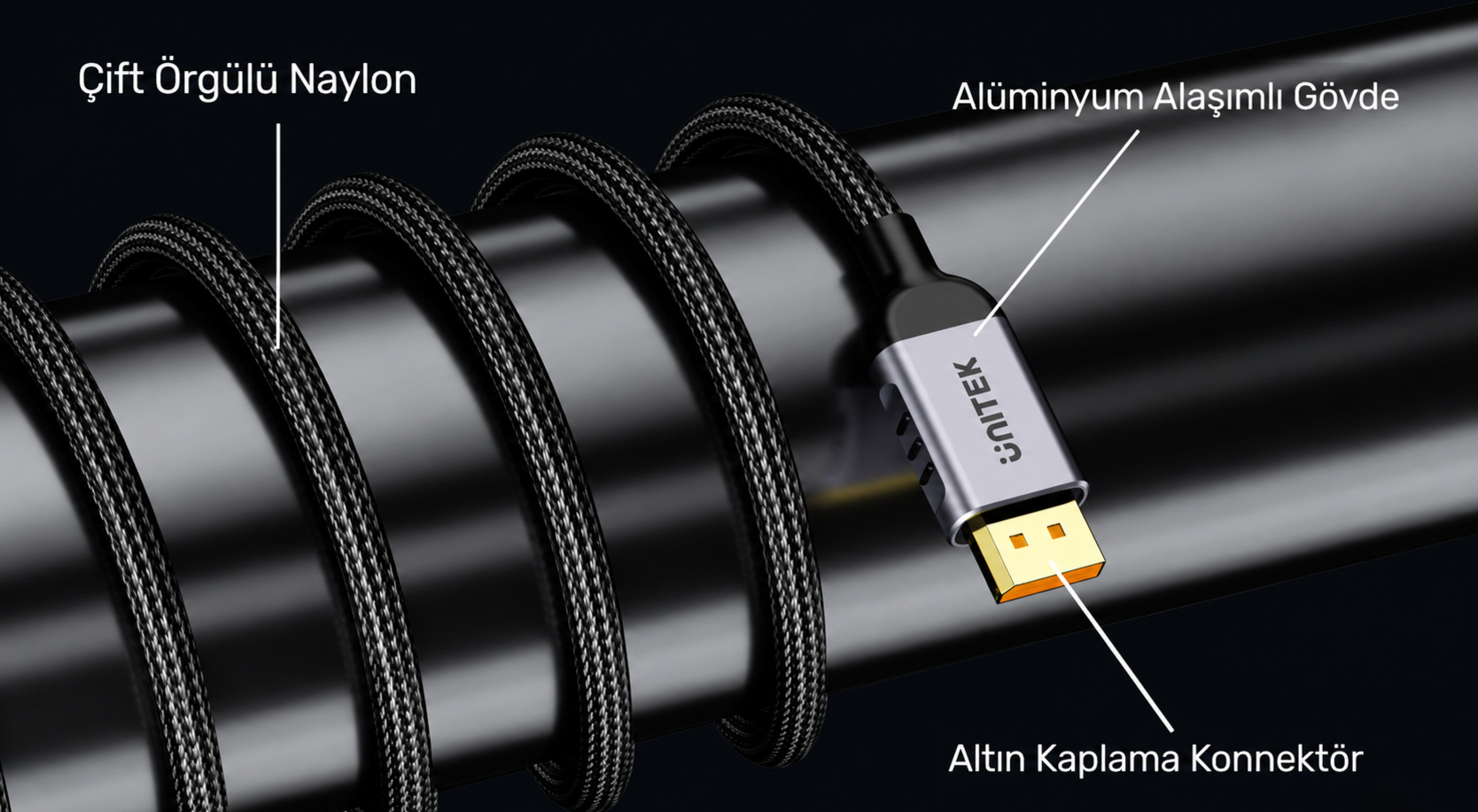Unitek Displayport Kablo v2.1 16K 1.5Mt C1626GY01-1.5M