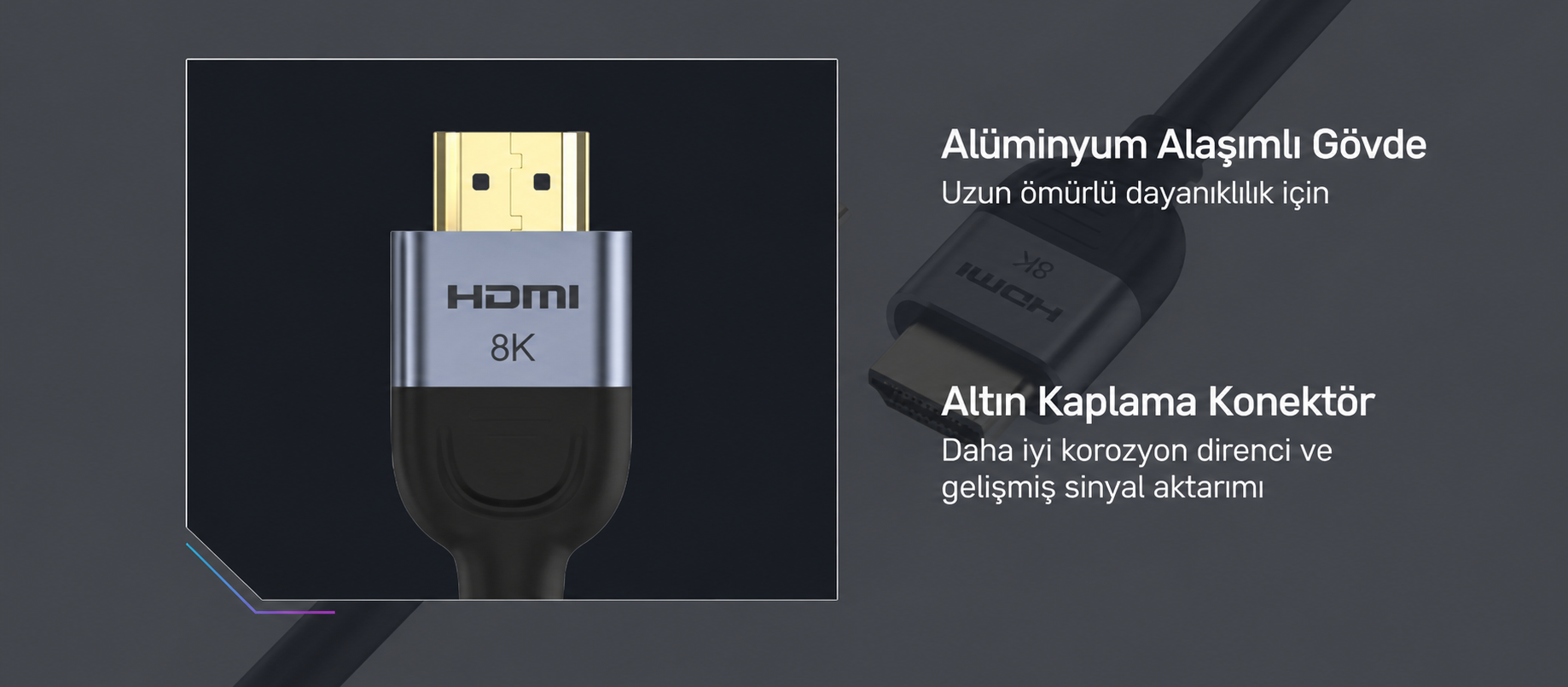 Unitek 8K 60Hz HDMI2.1 Kablo 1Mt (C11086GY01-1M)