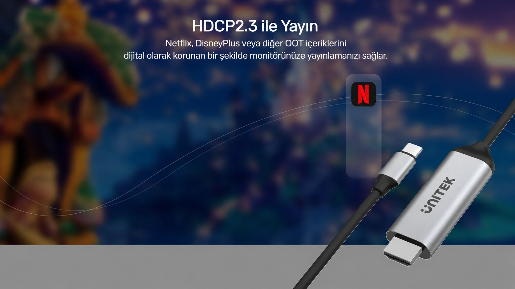 Unitek Type-C to HDMI 2.0 4K/60Hz 1.8M Dönüştürücü Kablo V1423A