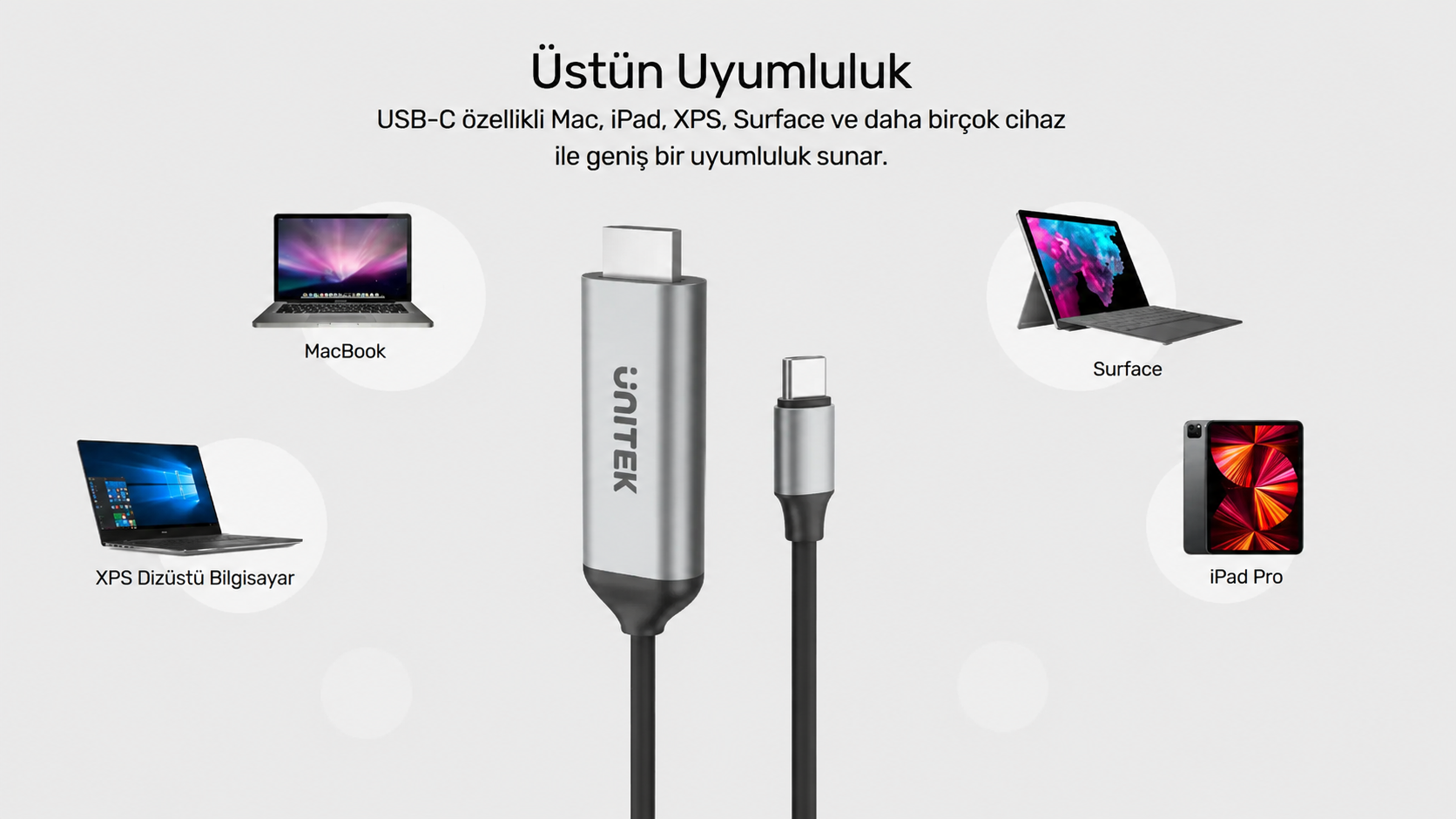 Unitek Type-C to HDMI 2.0 4K/60Hz 1.8M Dönüştürücü Kablo V1423A