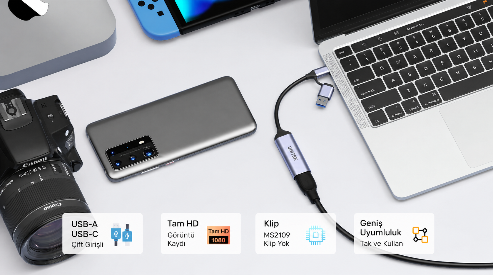 Unitek 4K Video Capture Kart HDMI To USB-C/A V1167A