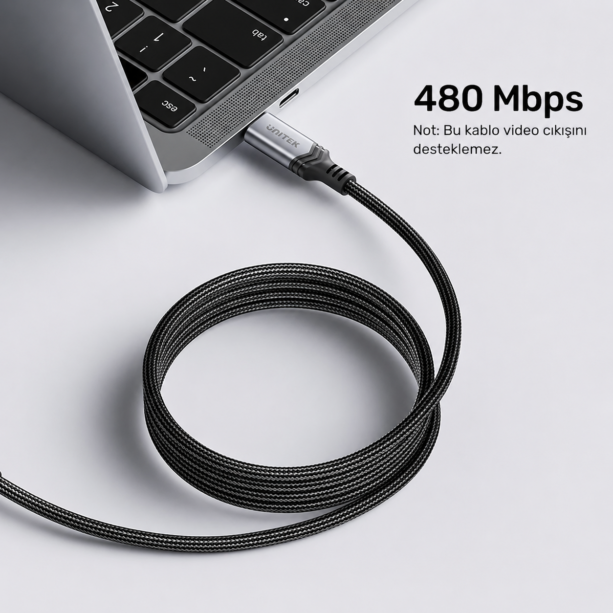 Unitek Type-C to Type-C (240W) 2Mt Hızlı Şarj Kablosu E-Marker 480 Mbps