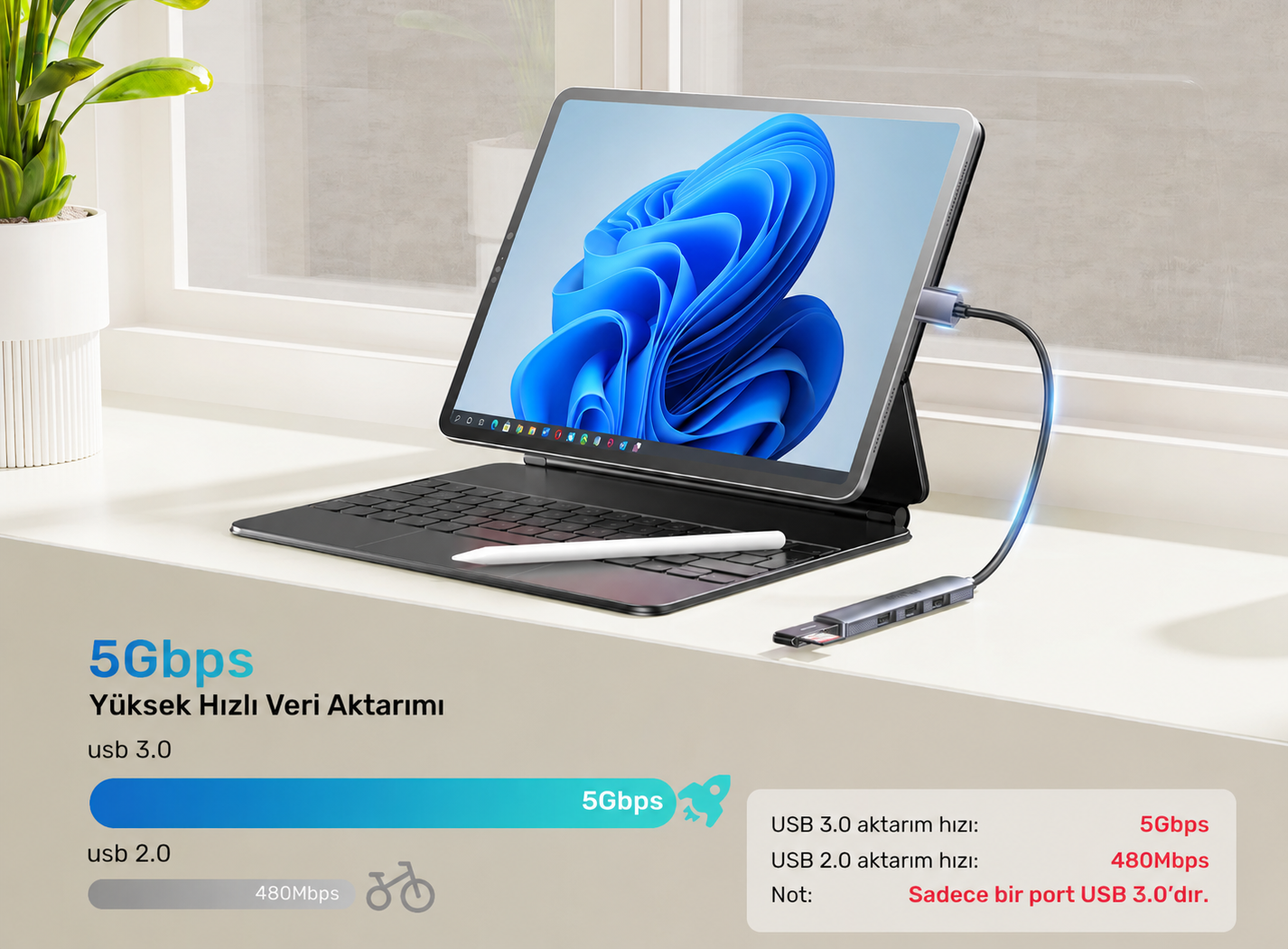Unitek Type-A to 1 USB 3.0 - 3 USB 2.0 Port USB Dönüştürücü (H1208A)