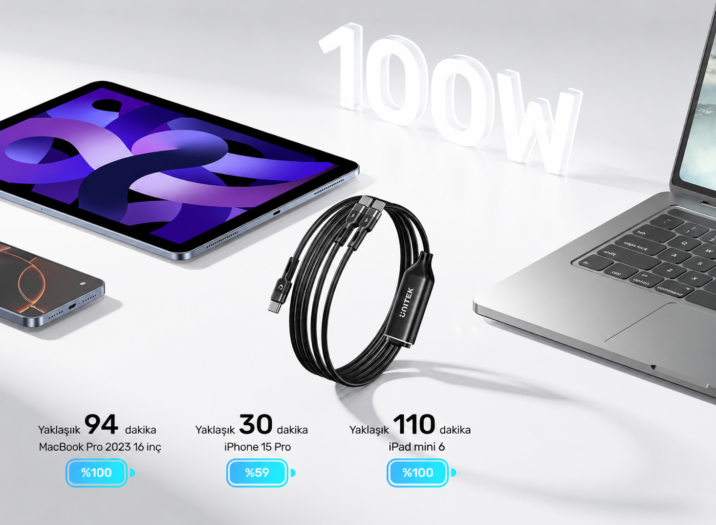 Unitek 2in1 Type-C Hızlı Şarj Kablosu